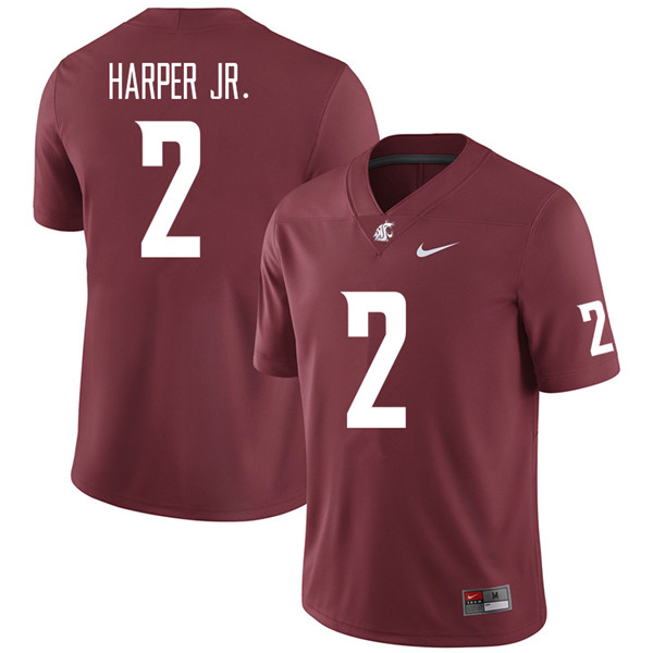 Men #2 Sean Harper Jr. Washington State Cougars College Football Jerseys Sale-Crimson